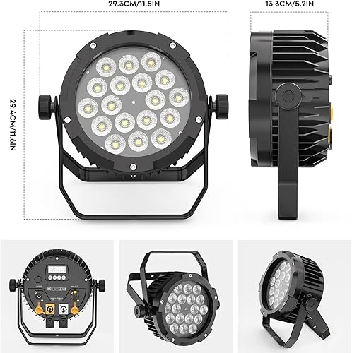 Miniatura 8 de Luz LED impermeable IP67 para escenario UV, ZonQoonz 6 en 1 RGBWA al aire libre Uplighting Control DMX luz de lavado efecto estroboscópico DJ luz