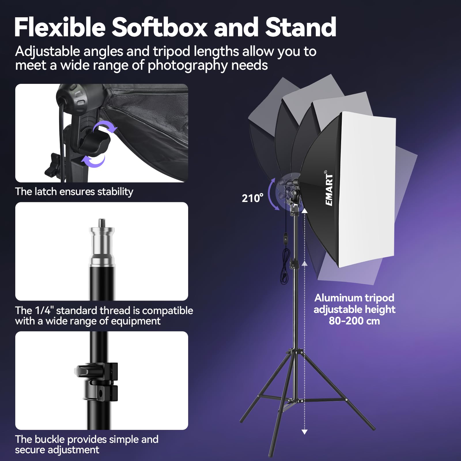 EMART Softbox 50x70 cm, Set Softbox 50 W 3000-6000 K,2 Pannelli Traslucidi | Studio fotografico, Illuminazione, Studio, Video, Fotografia, Ritratti, Diretta streaming