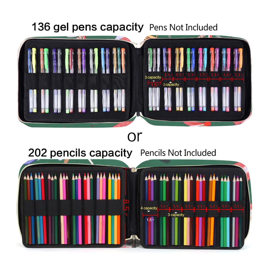 qianshan Astuccio portapenne a forma di supporto, può contenere 202 matite colorate o 136 penne a inchiostro gel con chiusura lampo