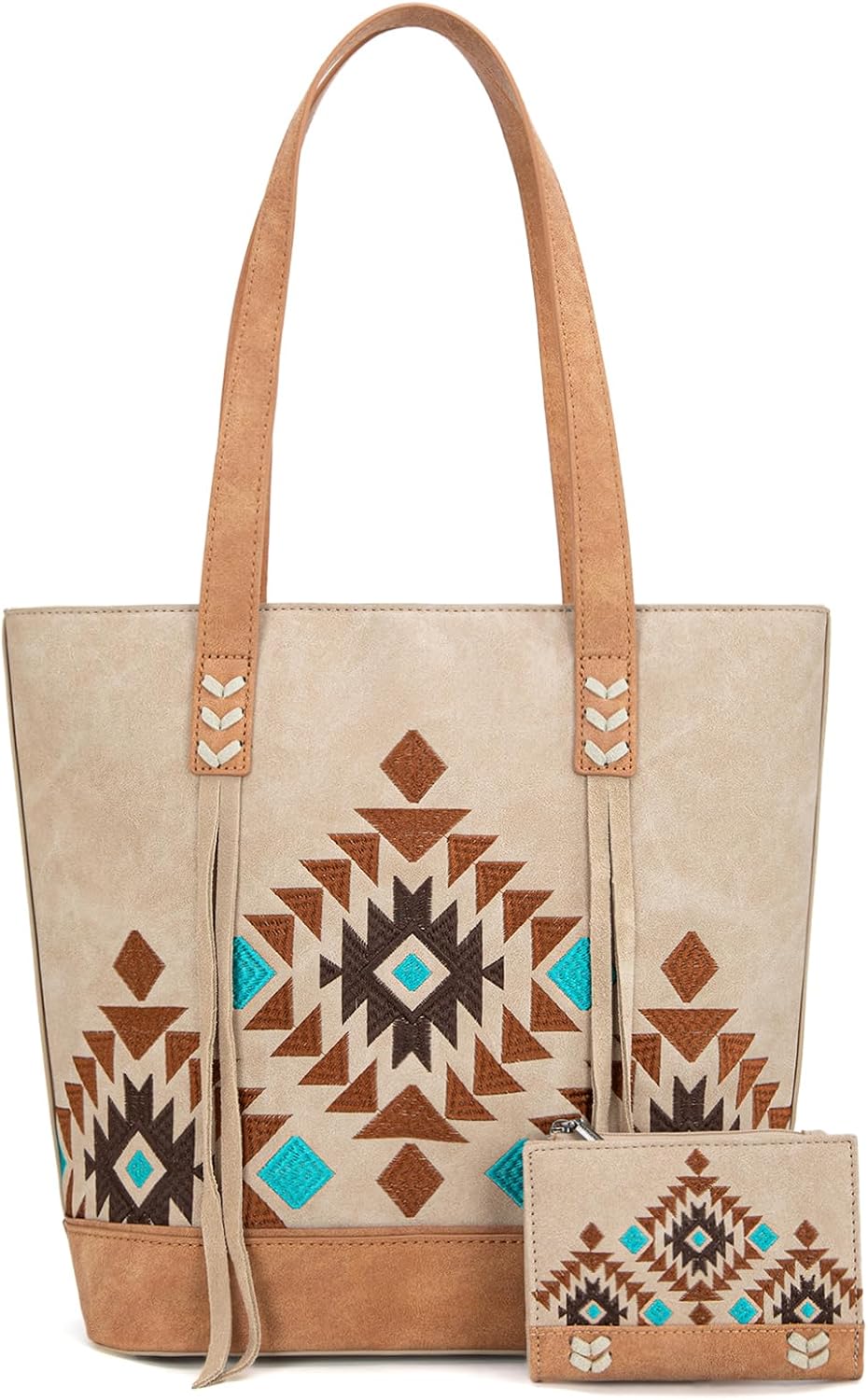 Montana West Aztec Tote Bag for Women Embroidered Western Purse with Wallet Set Montana West Aztec Tote Bag for Women Embroidered Western Purse with Wallet Set
