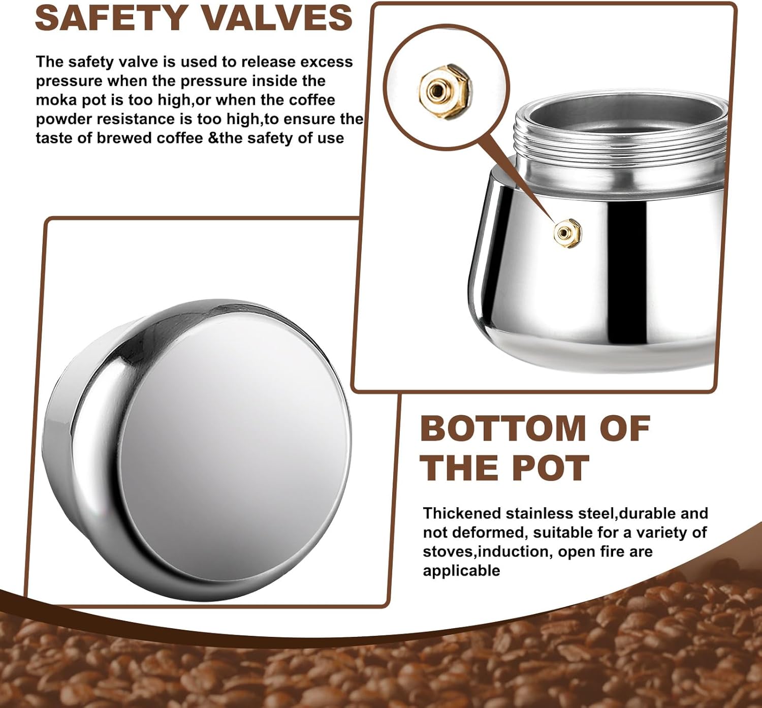 9 Cup Stovetop Espresso Maker Stainless Steel Moka Pot Stove Top Percolator Italian Coffee Makers Capable Mocha Greca Machine Cafe Classic Induction Cookers for Home and Camping 450ml 15oz
