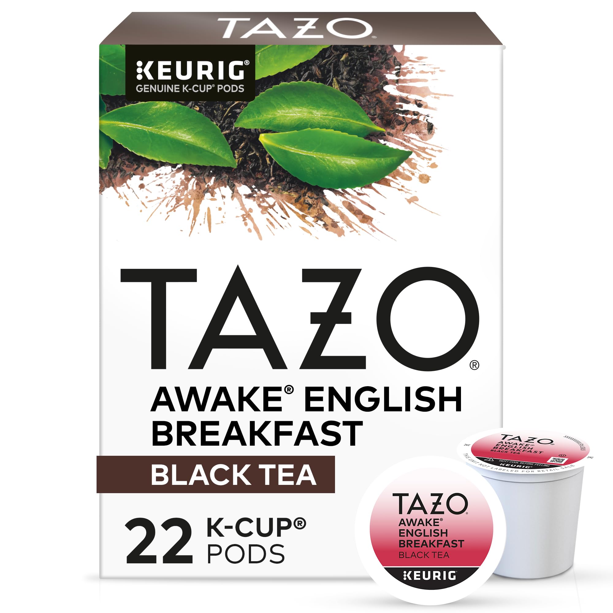 Awake English Breakfast Tea K-Cups, Bold Traditional Breakfast-Style Black Tea for Health and Wellness, 22 Pods