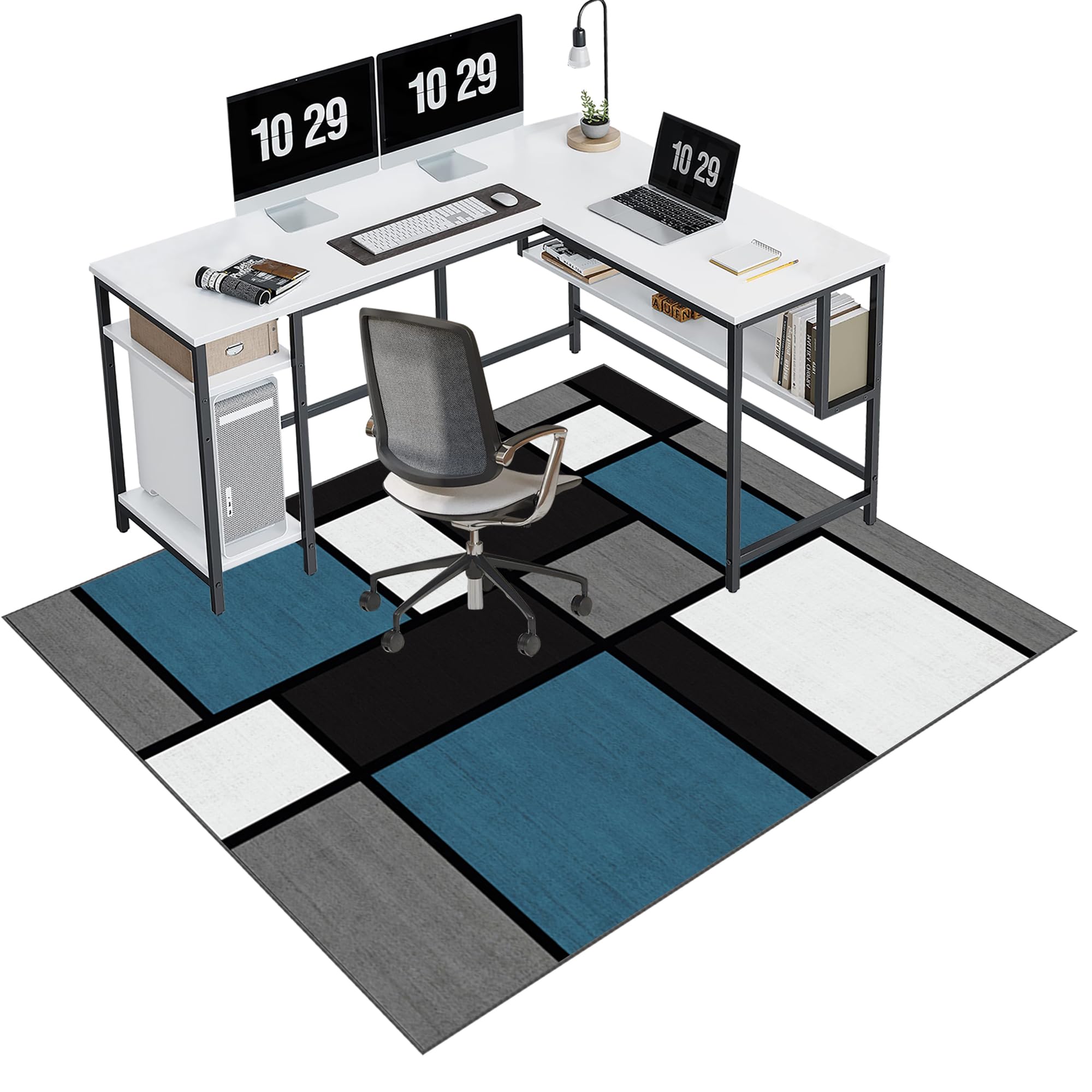 EYKWKB Office Chair Mat for Hardwood Floor, Desk Chair Mat for Carpeted Floors, Gaming Rug, Home Office Gaming Chair Mat, Carpet Protector Floor Mat, Floor Protector for Rolling Chair 140 x 160 cm