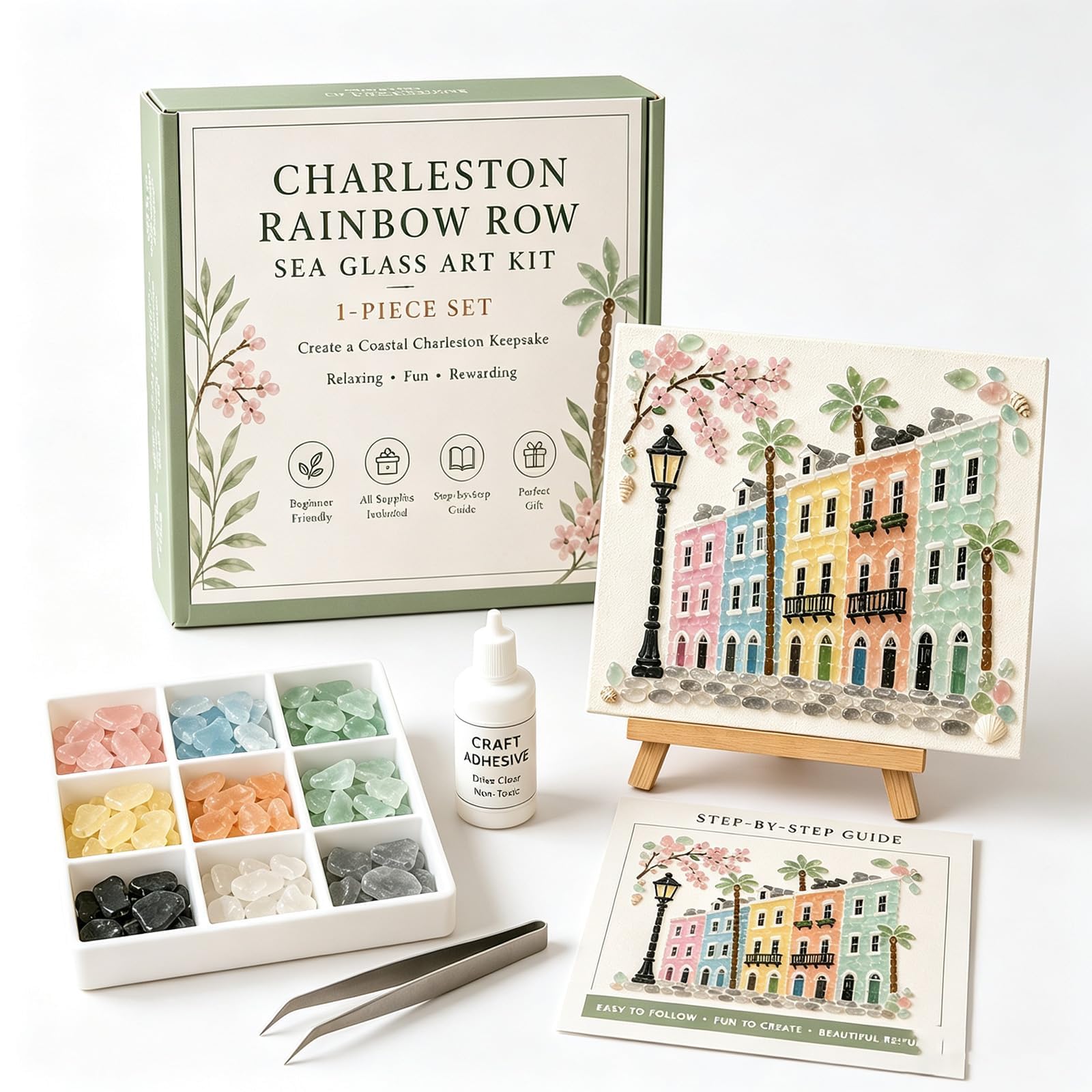 Timeless American Destinations Sea Glass Art Kit DIY Mosaic Craft，F