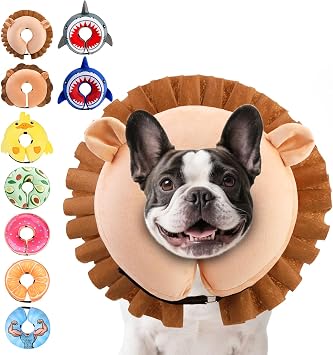 KOOLTAIL Inflatable Dog Cone Collar Alternative After Surgery, Lion M+