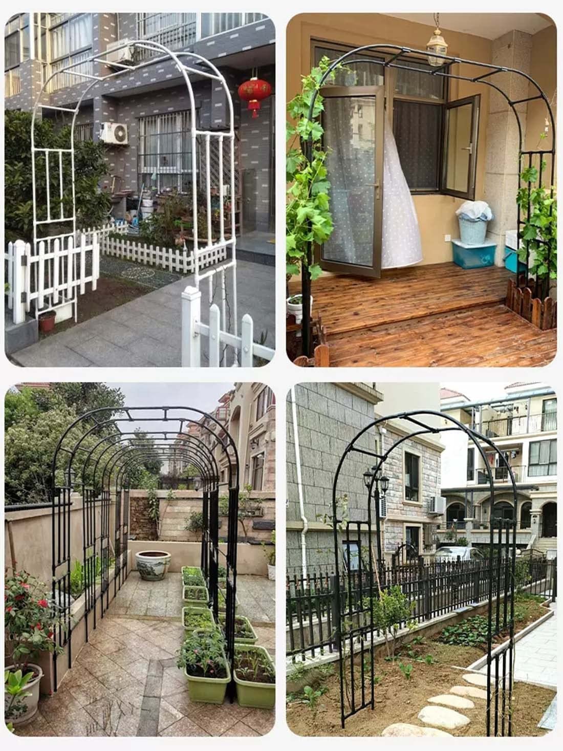 Treillis d'arche de jardin en métal robuste de 180,3 x 238,8 cm pour plantes grimpantes | Tube galvanisé de 20 mm | Support décoratif pour plantes d'extérieur parfait pour les vignes et les fleurs