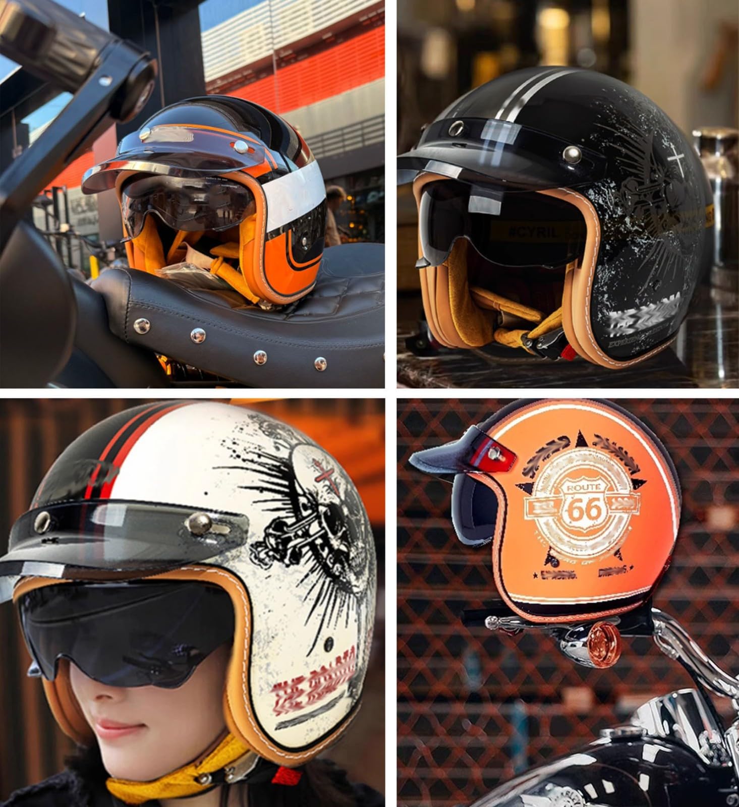 Casco Jet Moto Aperto Mujer Casco Moto Jet Caschi Moto Vintage Caschi Per Ciclomotori Omologato ECE/DOT Demi-Jet Con Occhiali Pour A Motociclette Scooter Cruiser