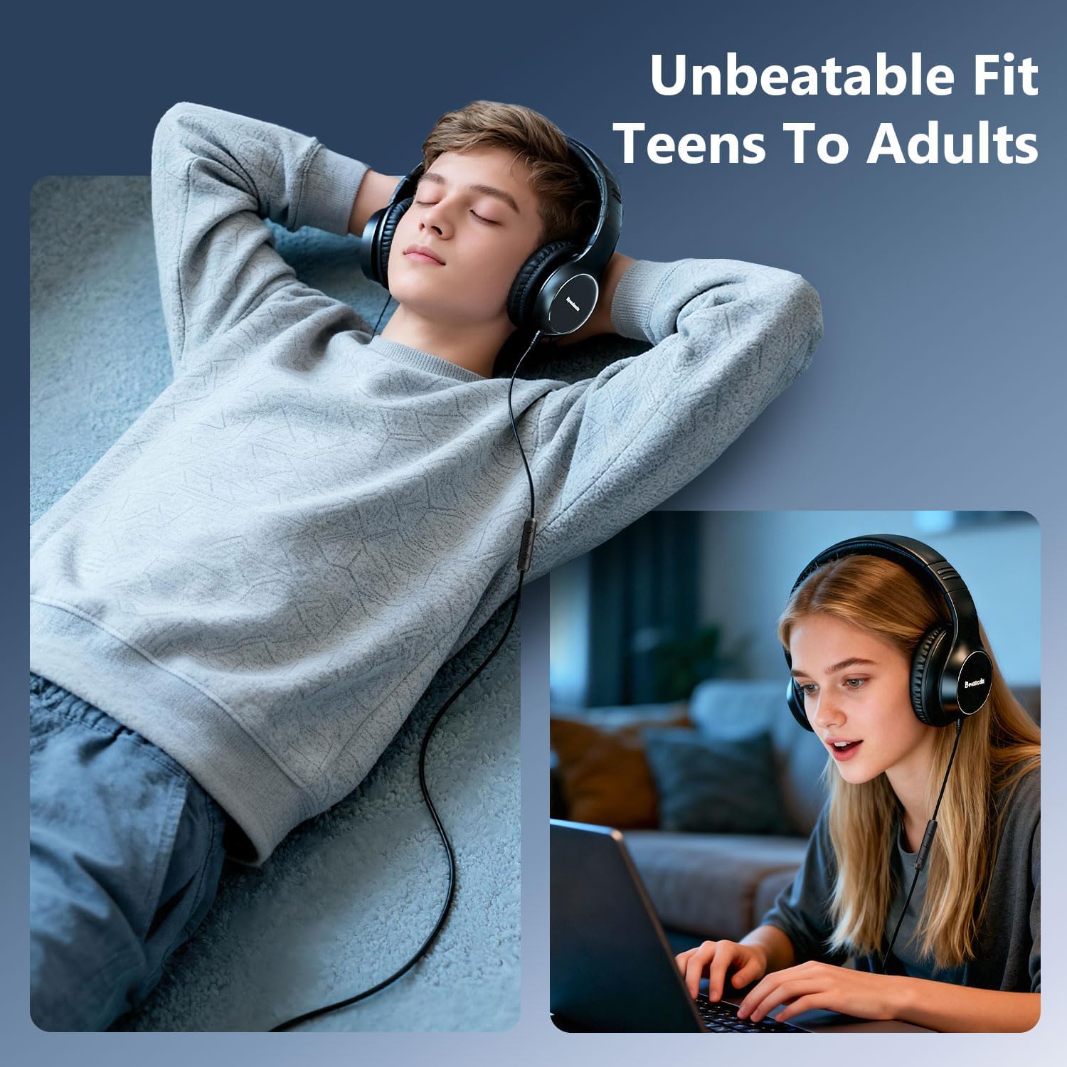 USB C Wired Over-Ear Headphones, Corded Stereo Headsets with Microphone, Volume Control, Comfortable Fit Foldable Headphone for iPhone 15/16/17, Samsung, Laptop, Tablets, Travel(Black) - Image 6