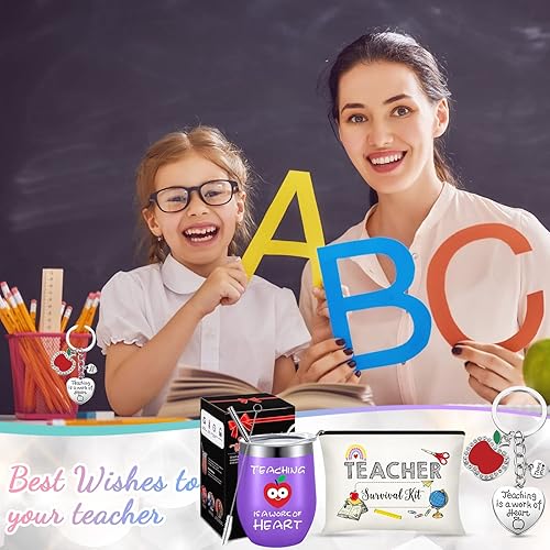 Miniatura 2 de Geiserailie Set de regalo de agradecimiento para profesores, regalo de graduación para profesores, vaso para profesores, bolsa de maquillaje,