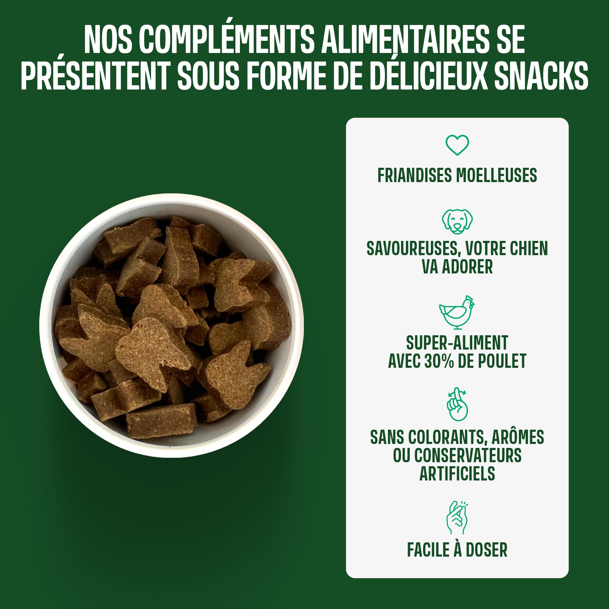 ivvi Snacks d'Hygiène Dentaire pour Chiens, 60 Snacks avec Poulet | Avec Menthe, Persil, Fenouil, Camomille, Huile de Coco, Algues Brunes, Favorise Dents Saines, Haleine Fraîche, Anti Tartre