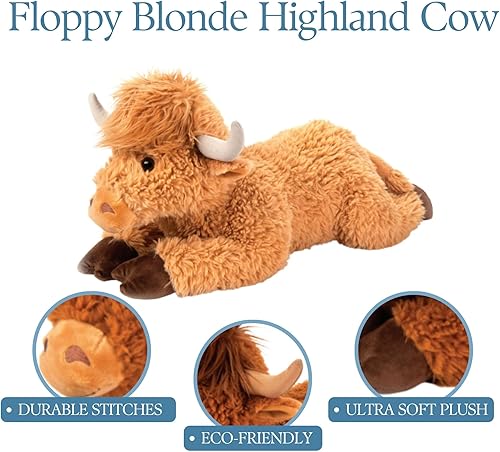Miniatura 2 de The Petting Zoo Floppy - Peluche de vaca de las tierras altas, regalos para niños, animales salvajes de la vida silvestre Onez, juguete de peluche