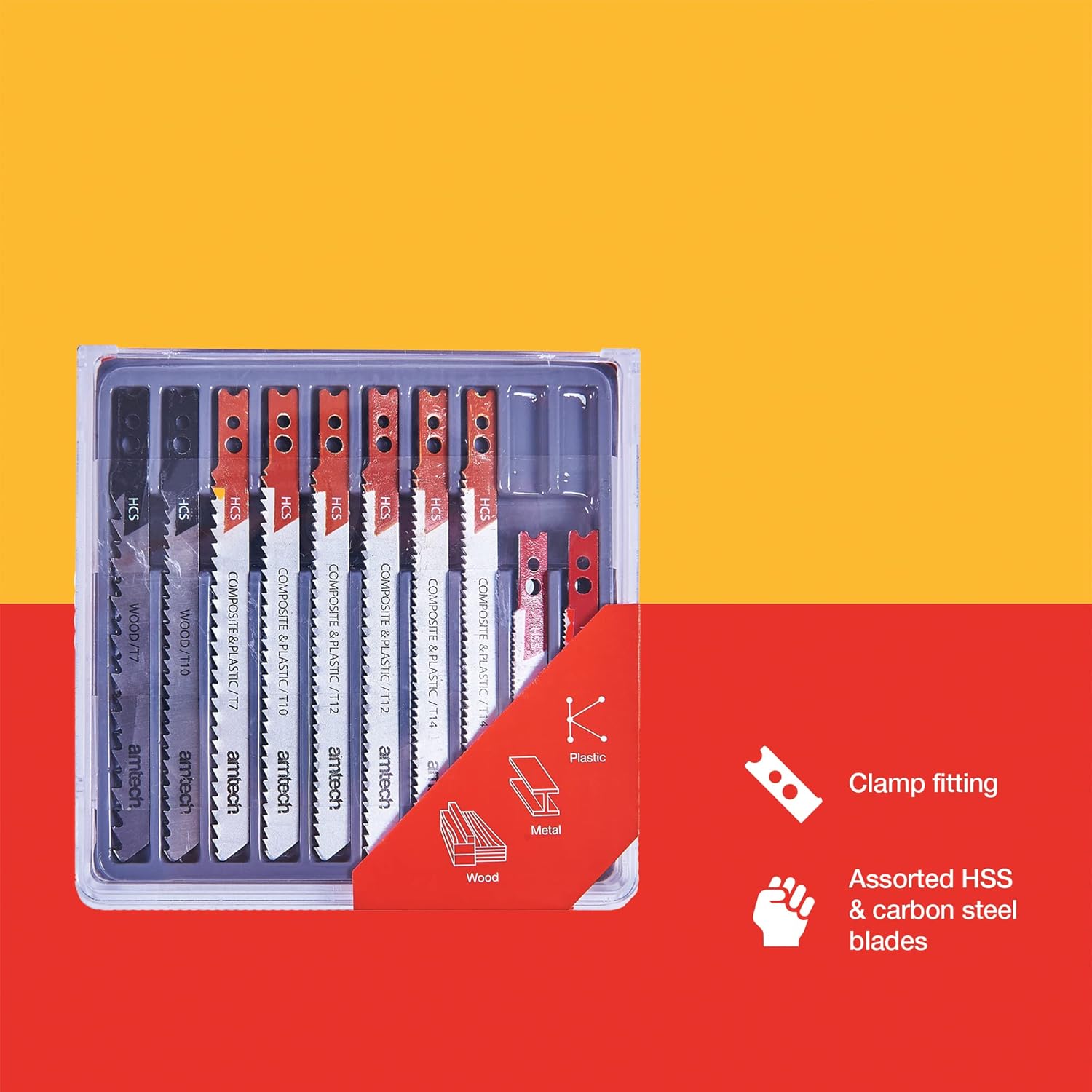 Amtech M1870 10 Piece Mixed Jigsaw Blades with clamp Fitting