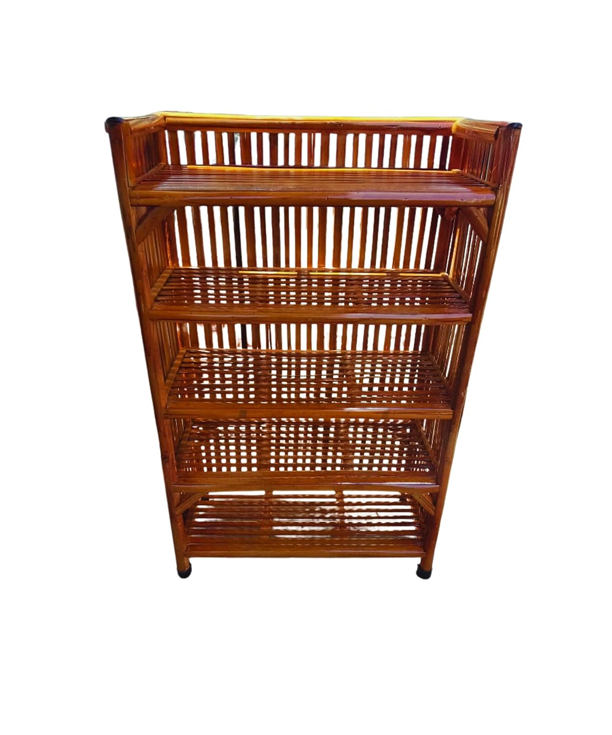 Cane Book Rack Avika Bamboo Cane Wood Rack 5 Shelves Home Space Saving Wooden Shoe ...
