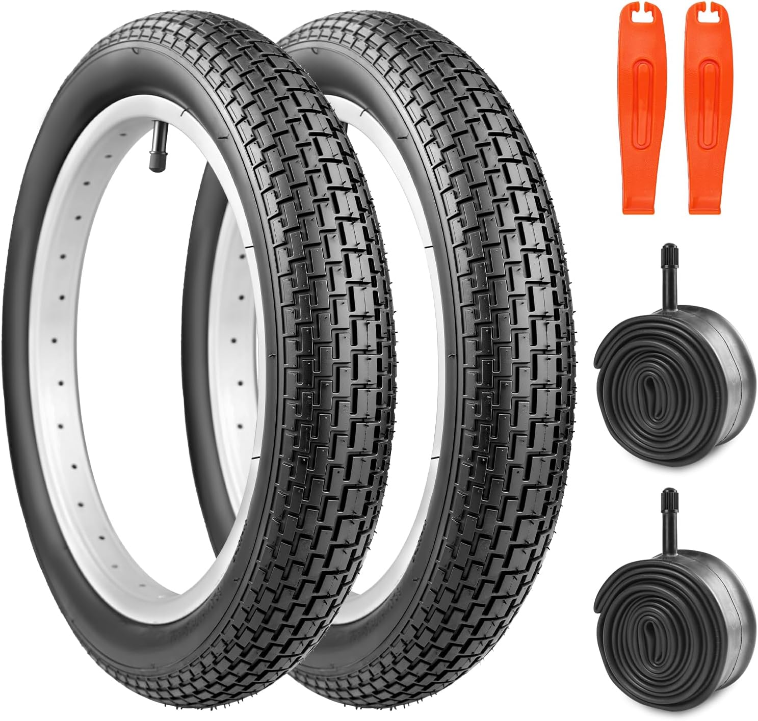 WEEROCK 2 Pack 12/14/16/18/20/24/26 x 2.35 Bike Tire with Inner Tubes, 2.35 Inch Wide Bicycle Tires for 12" 14" 16" 18" 20" 24" 26" MTB, Electric Bike, E-Scooter, E-Balance Bike, Black