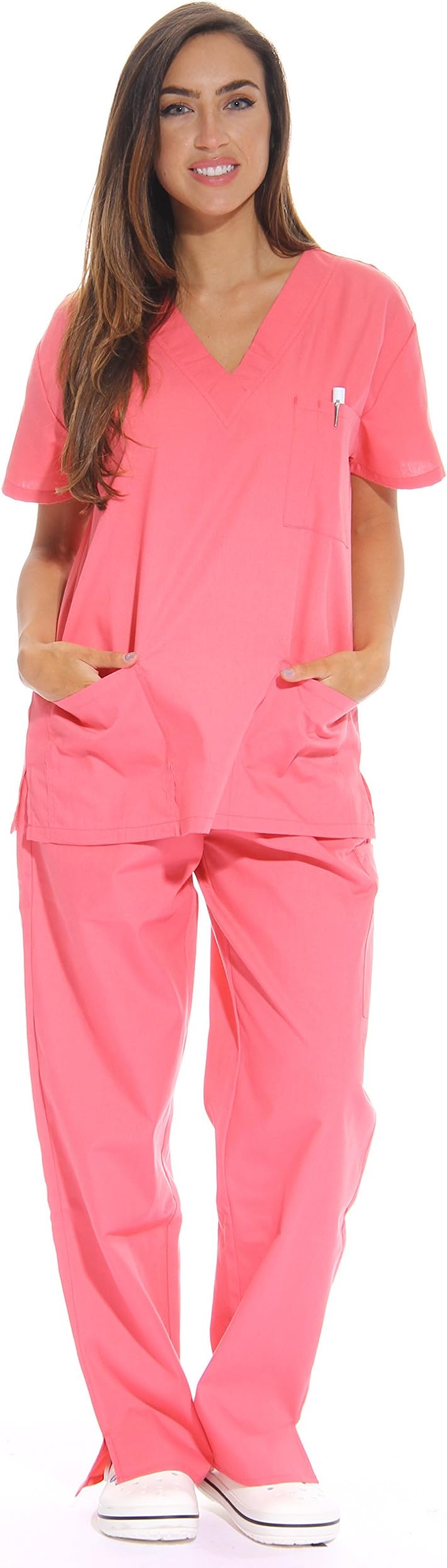 Women's Six Pocket Medical Scrubs Set (V-Neck with Cargo Pant)
