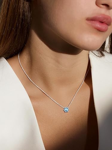 Miniatura 2 de 925 Sterling Silver Pendant Necklaces for Women, HeartRound Birthstone Necklaces Birthday Jewelry for Mother Wife Daughter (with Gift Box)