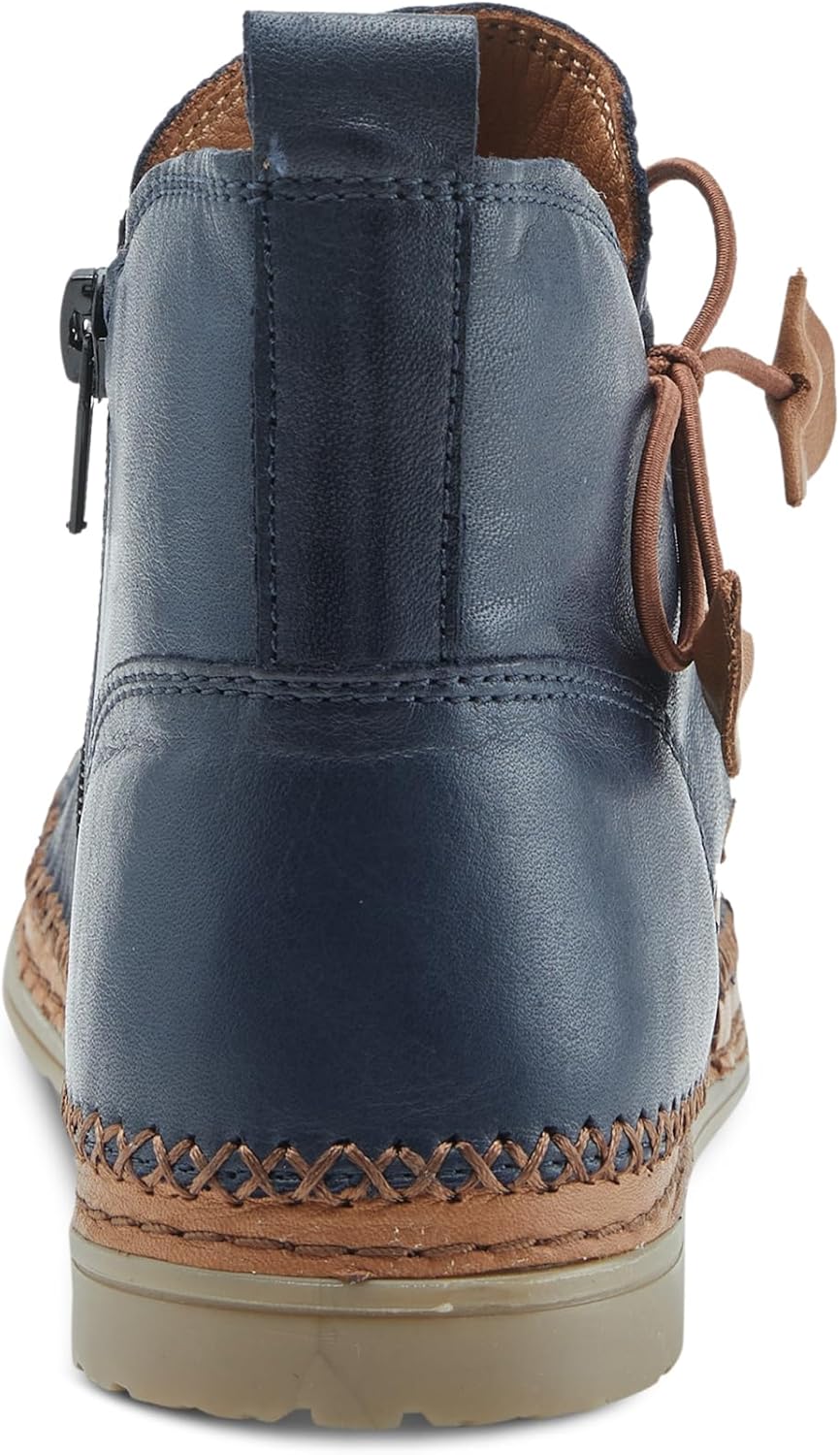 Spring Step Pomeroy Chelsea Boot - Butter Soft Leather Upper with Basketweave Cap Toe - Decorative Elastic Tie and Zipper Closure with Cushioned Textile Insole