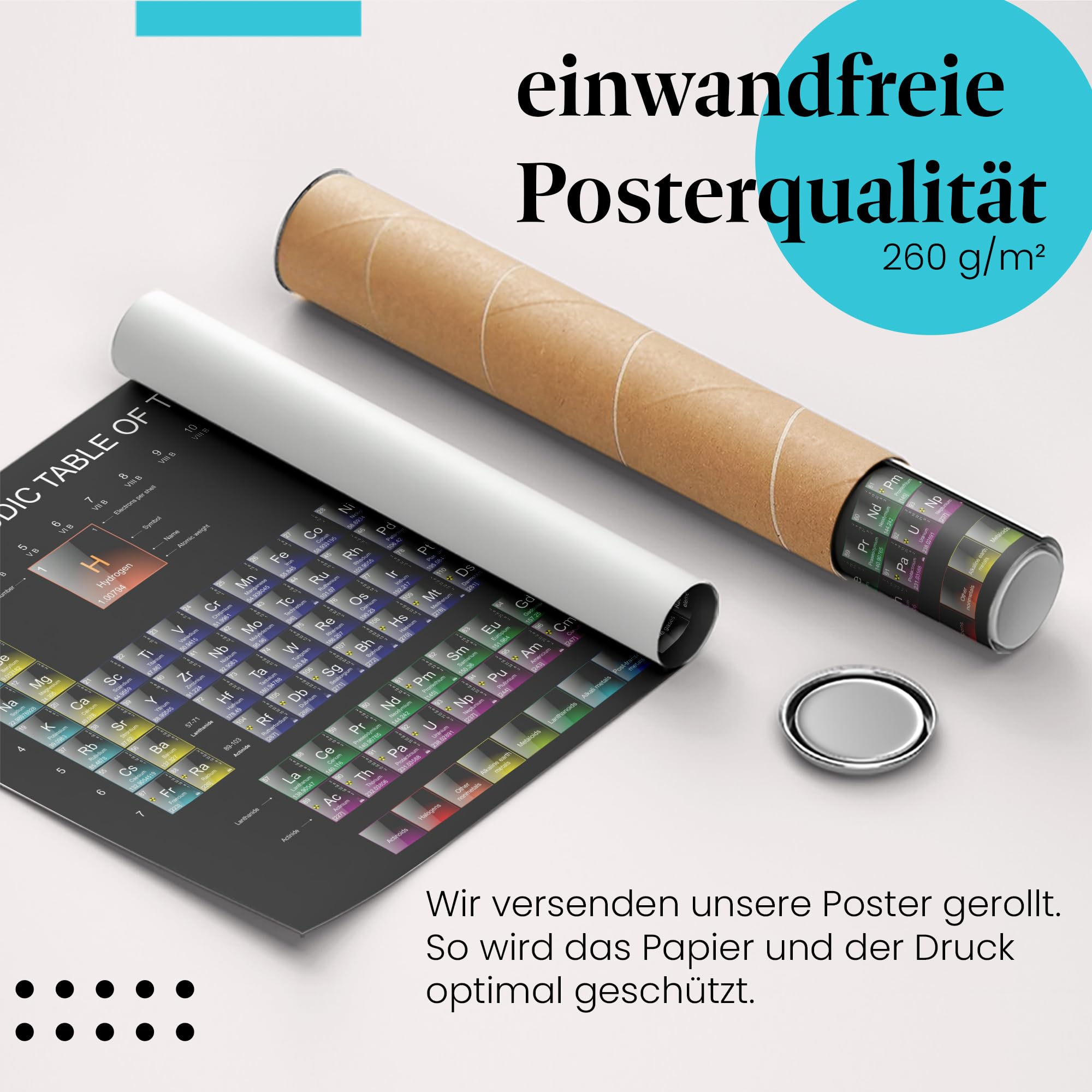 Postereck - 0549 - Periodensystem, Elemente Studium Schule Chemie - Unterricht Klassenzimmer Schule Wandposter Fotoposter Bilder Wandbild Wandbilder - Leinwand - 100,0 cm x 75,0 cm
