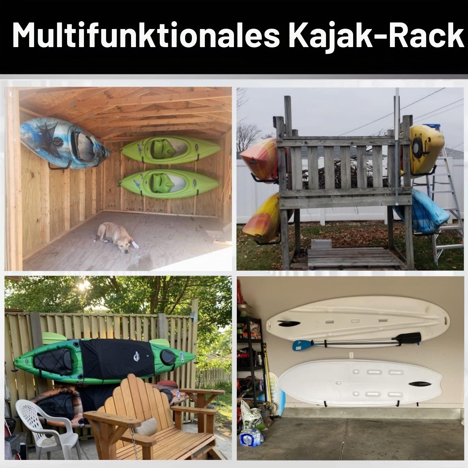 An der Wand befestigter riesiger Garagenspeicher-Haken, 39CM Hochleistungsdienstprogramm, das Zahnstange für Surfbrett, Leiter, Kajak hängt