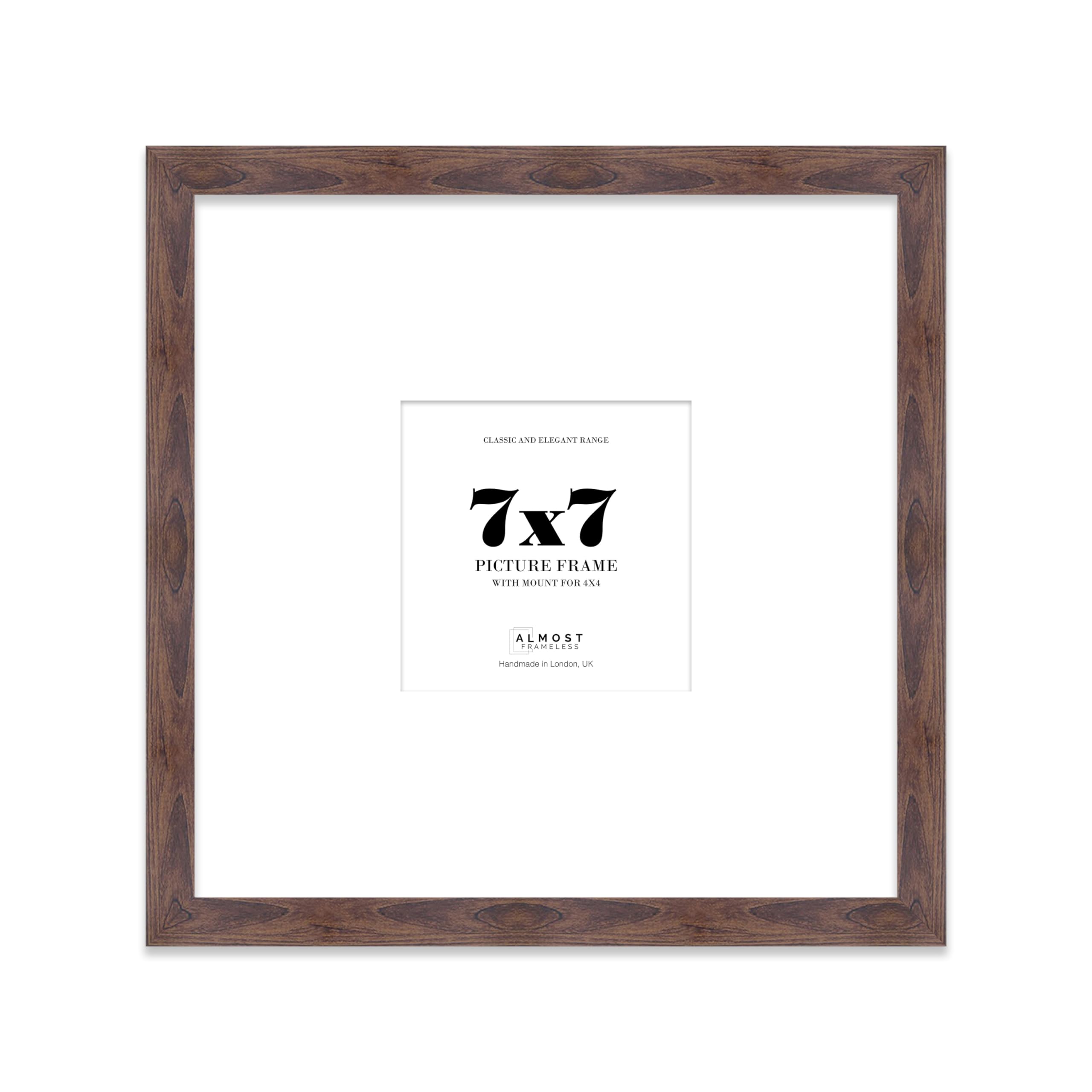 7X7" Walnut Picture Frame7X7" Square Frame With 4X4" Mount For 7X7"/4X4" Pictures Luxurious Style Wall Art1 Pack from B&Q