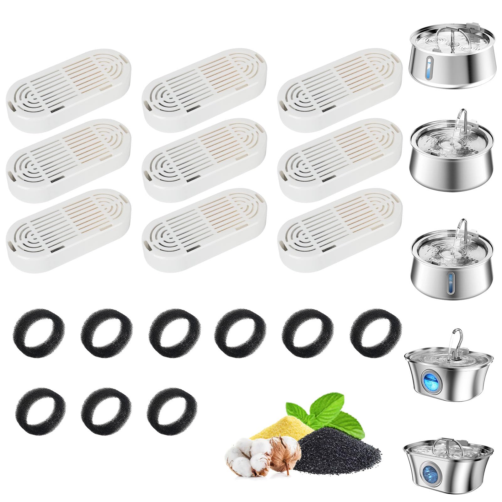 Cat Water Fountain Filter,Pet Fountain Filters Replacement for 3.2L/108oz Cat Drinking Fountain and 4L/134oz Stainless Steel Pet Water Fountain,Cat