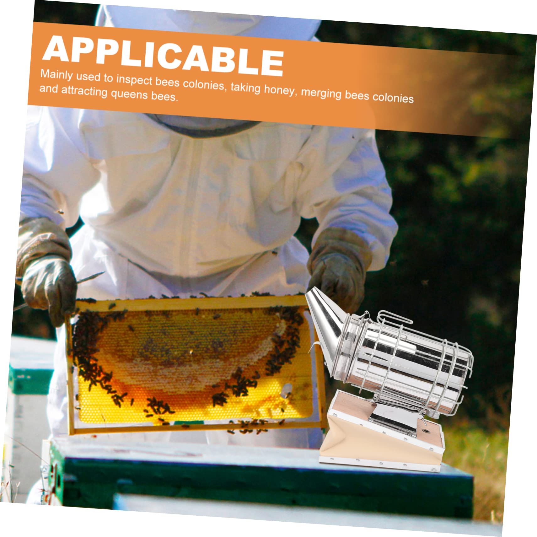 Toyvian Affumicatore Colore Argento in Acciaio Inossidabile per Apicoltura Bocca Stretta Strumento Manuale per Calmante Api per Ispezione e Raccolta del Nettare