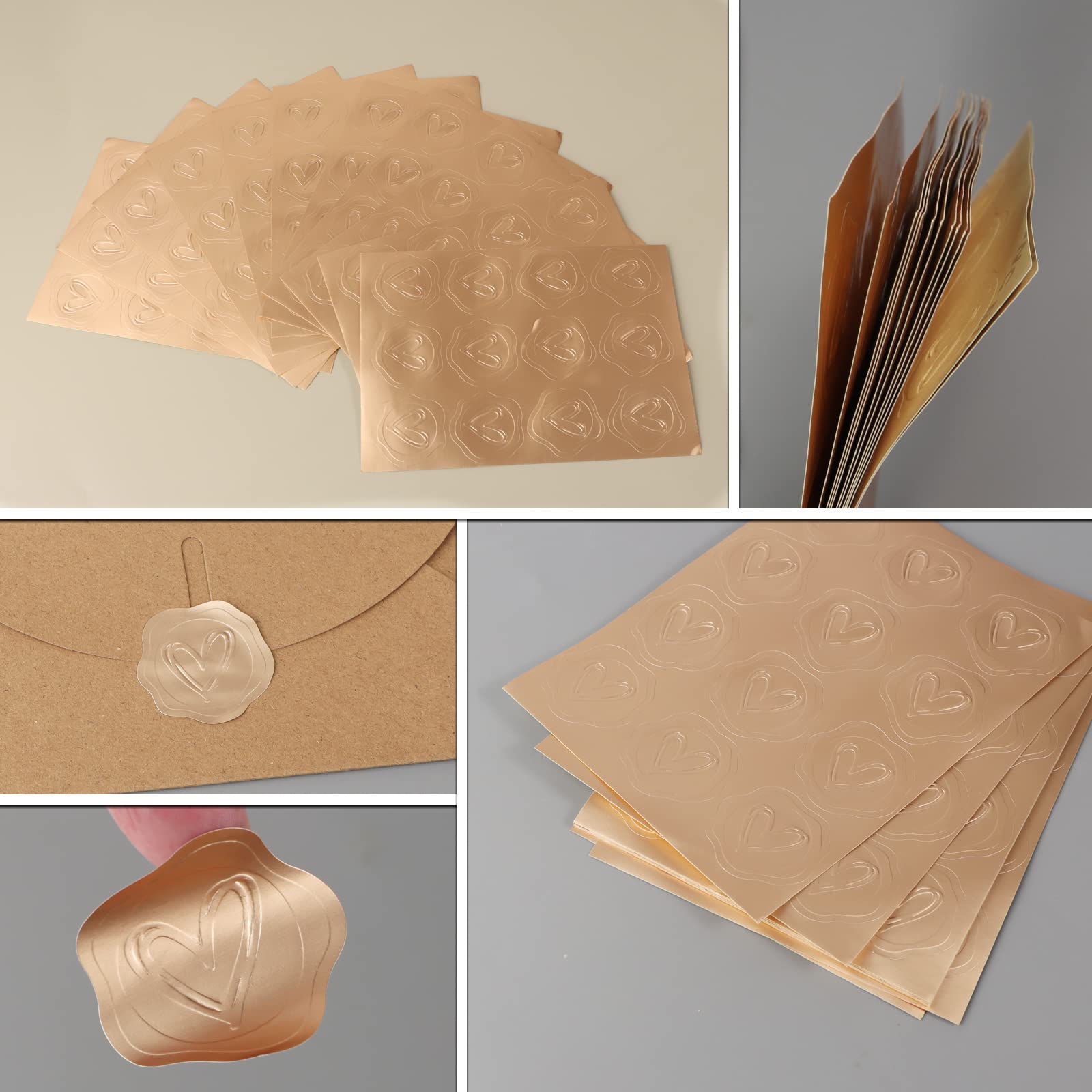 240 Adesivi Sigillo Ceralacca Cuore Oro - Per Matrimoni, Inviti E Regali Eleganti - Foto 7