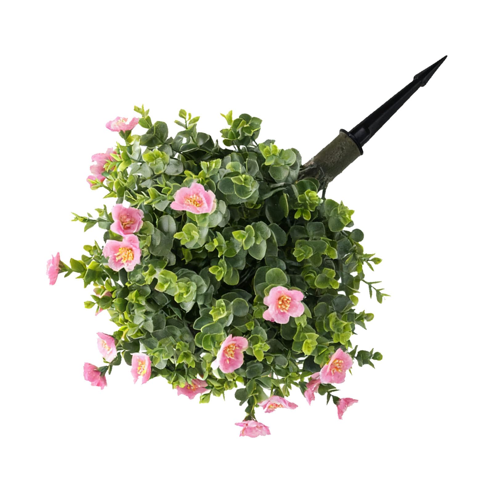Sztuczne Drzewka Kulkowe Topiary, materiał PE, Realistyczny Design z Różowymi Kwiatami, 17,8 Cala do Użytku na Zewnątrz i Wewnątrz