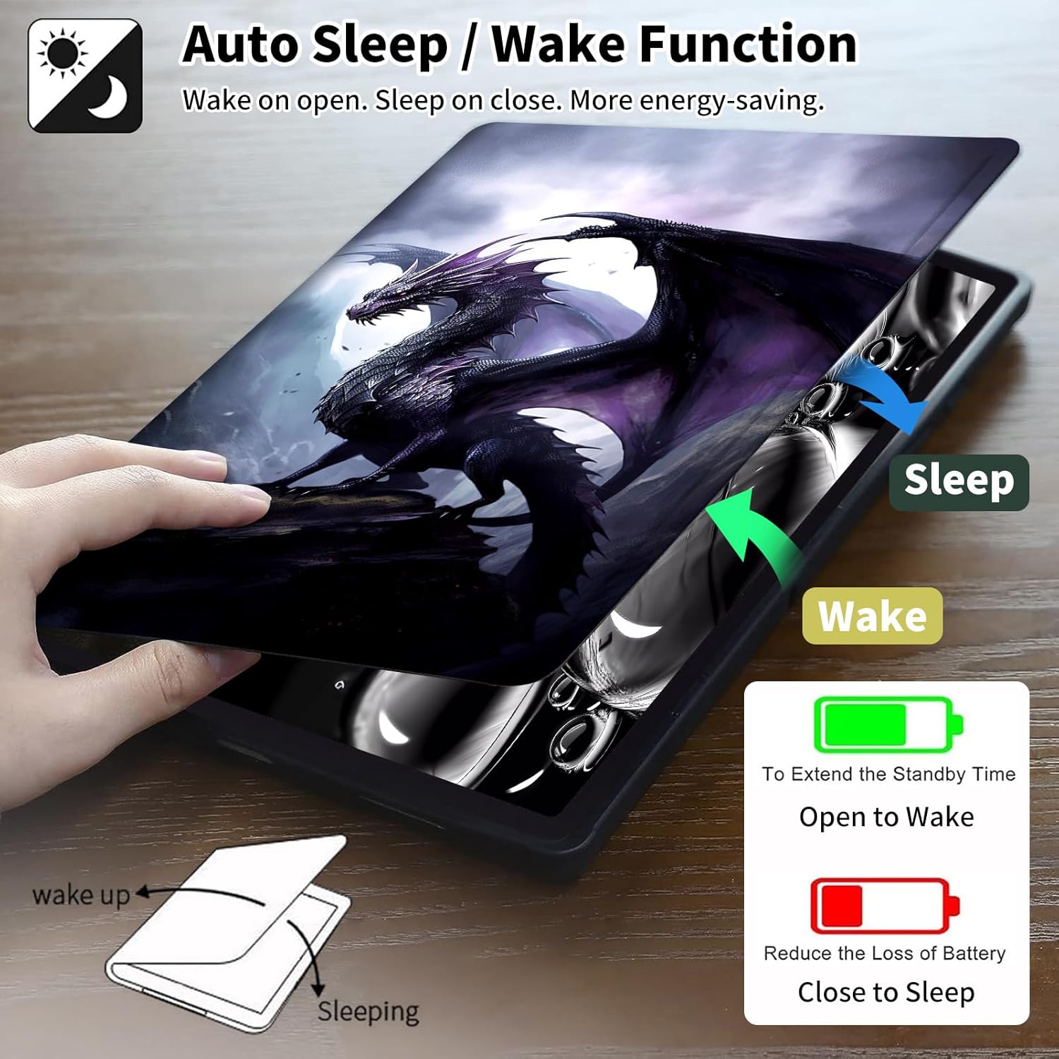 Case for 7" Kindle Paperwhite 12th Generation 2024 & Kindle Colorsoft Signature Edition,Leather Folio Adjustable Stand Cover Auto Wake/Sleep for Kindle Paperwhite 2024,Cool Purple Dragon