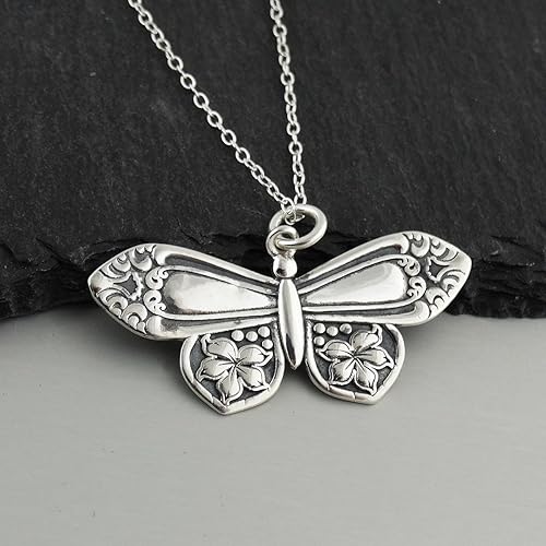 Miniatura 2 de FashionJunkie4Life Collar con colgante de mariposa con cadena de 18 pulgadas Collar de plata de ley para mujer
