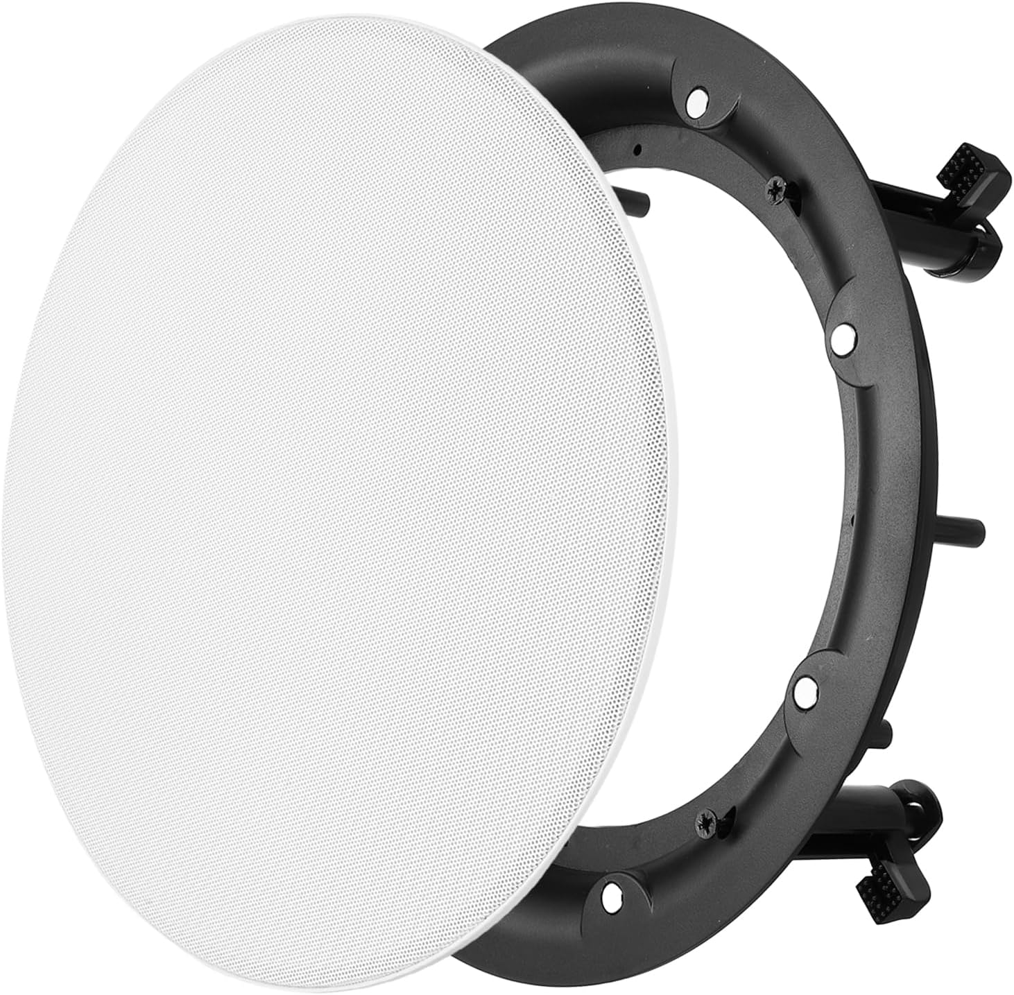 MECCANIXITY Ceiling in-Wall Speaker Grille Cover and Base, 11 Inch White Round Metal Recessed Drop Ceiling Speakers Magnetic Dust Covers Accessory for Surround Sound Systems