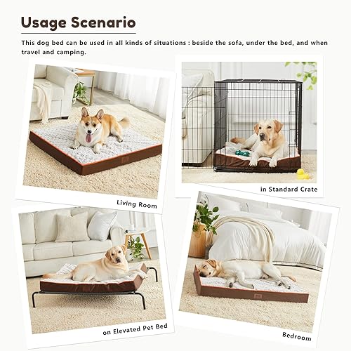 Miniatura 3 de Figopage Cama ortopédica de espuma viscoelástica para perros grandes, cama impermeable para perros, alfombrilla lavable para mascotas con funda