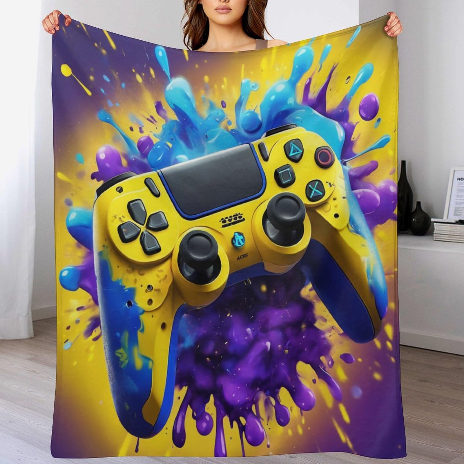 Couverture plaid flannel Game Controllers anti-décoloration 150x200cm