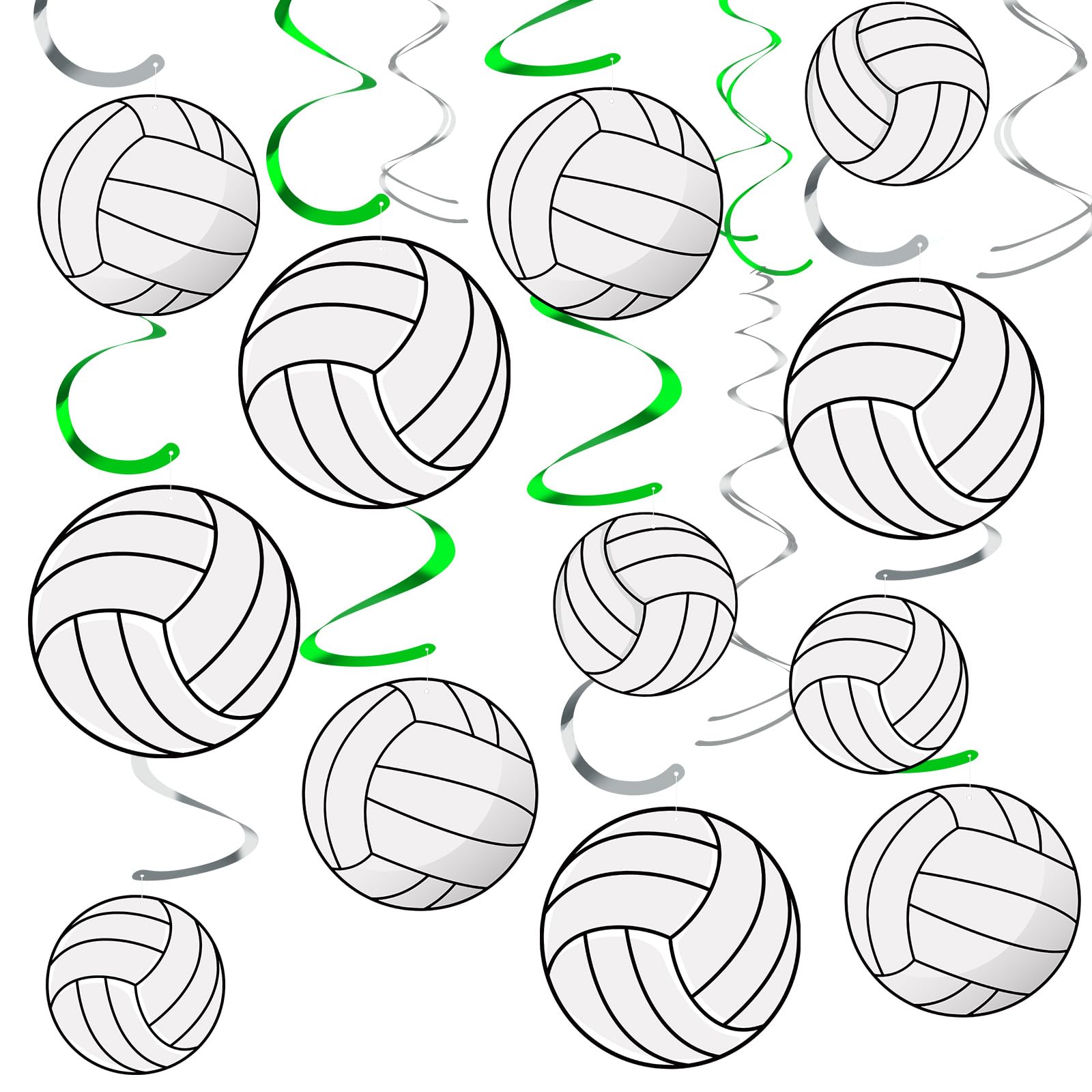 54Pcs Volleyball Hanging Swirls Party Decorations Volleyball Theme Birthday Party Decorations Supplies Sports Ball Cutouts Hanging Swirl Ceiling Streamers for Kids Girls Boys