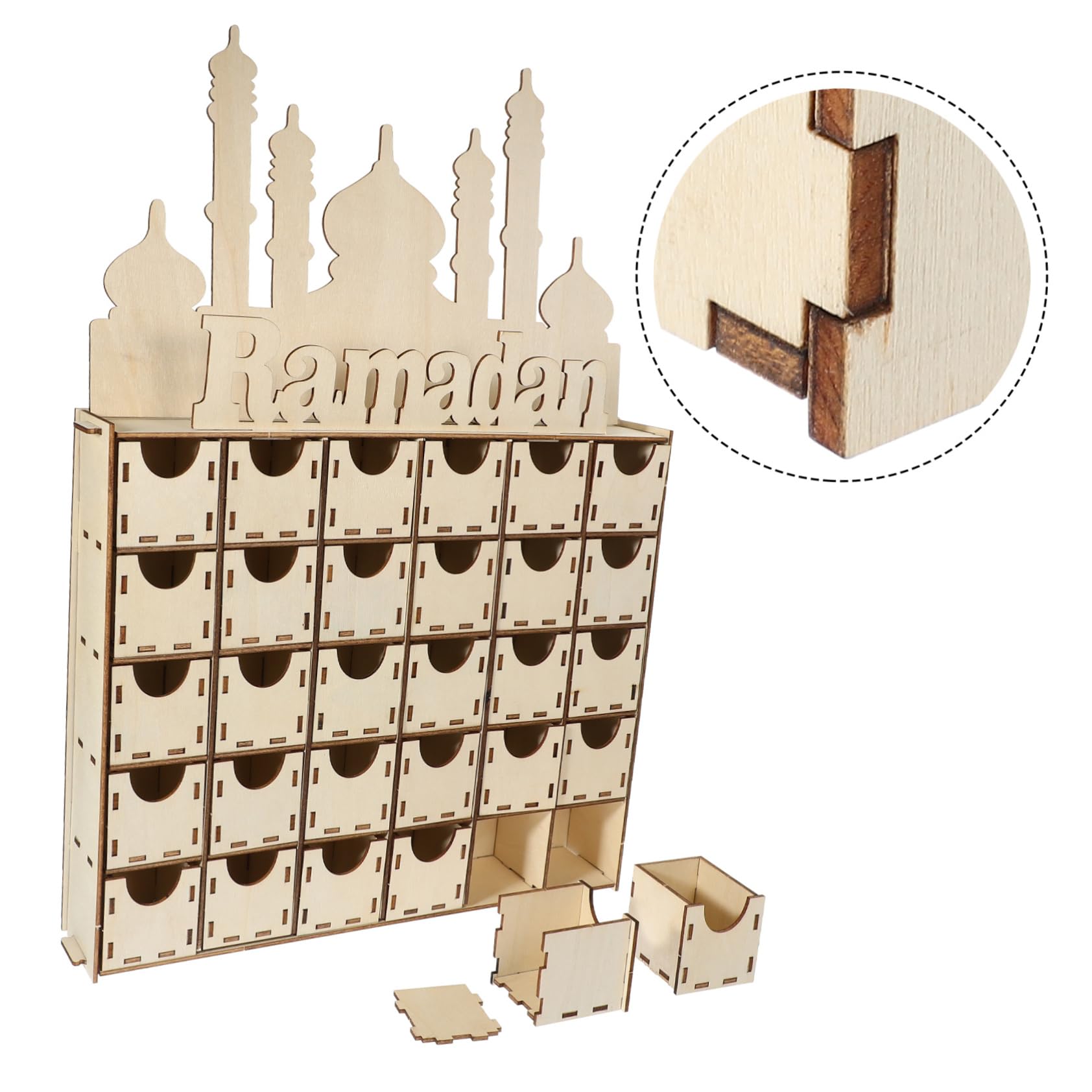 Alipis 2 Stück Holz Adventskalender Ramadan Countdown Kalender Diy Holzdeko Ramadan Tischdekoration Langlebiges Holzornament Geschenkidee für Familie und Freunde