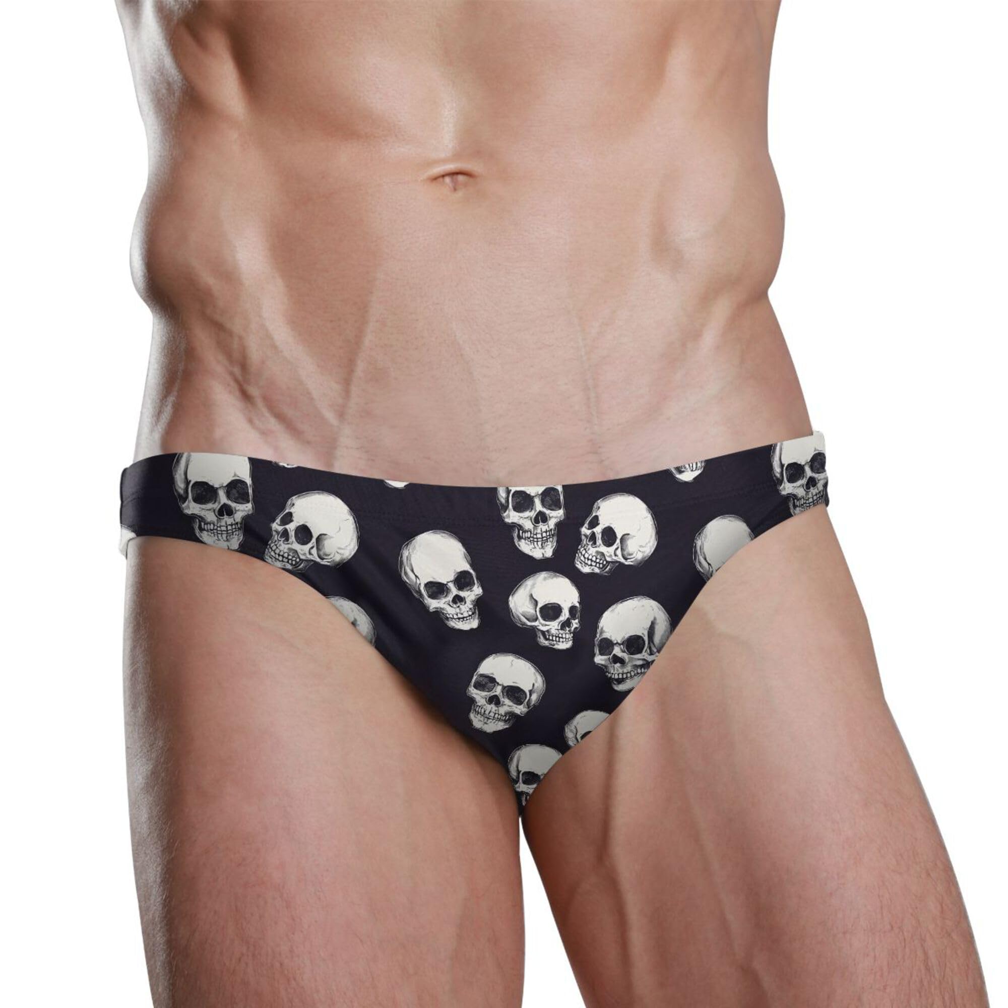 Men's Swim Briefs Skull Swimsuit Beach Swimwear Bikini M B0404374