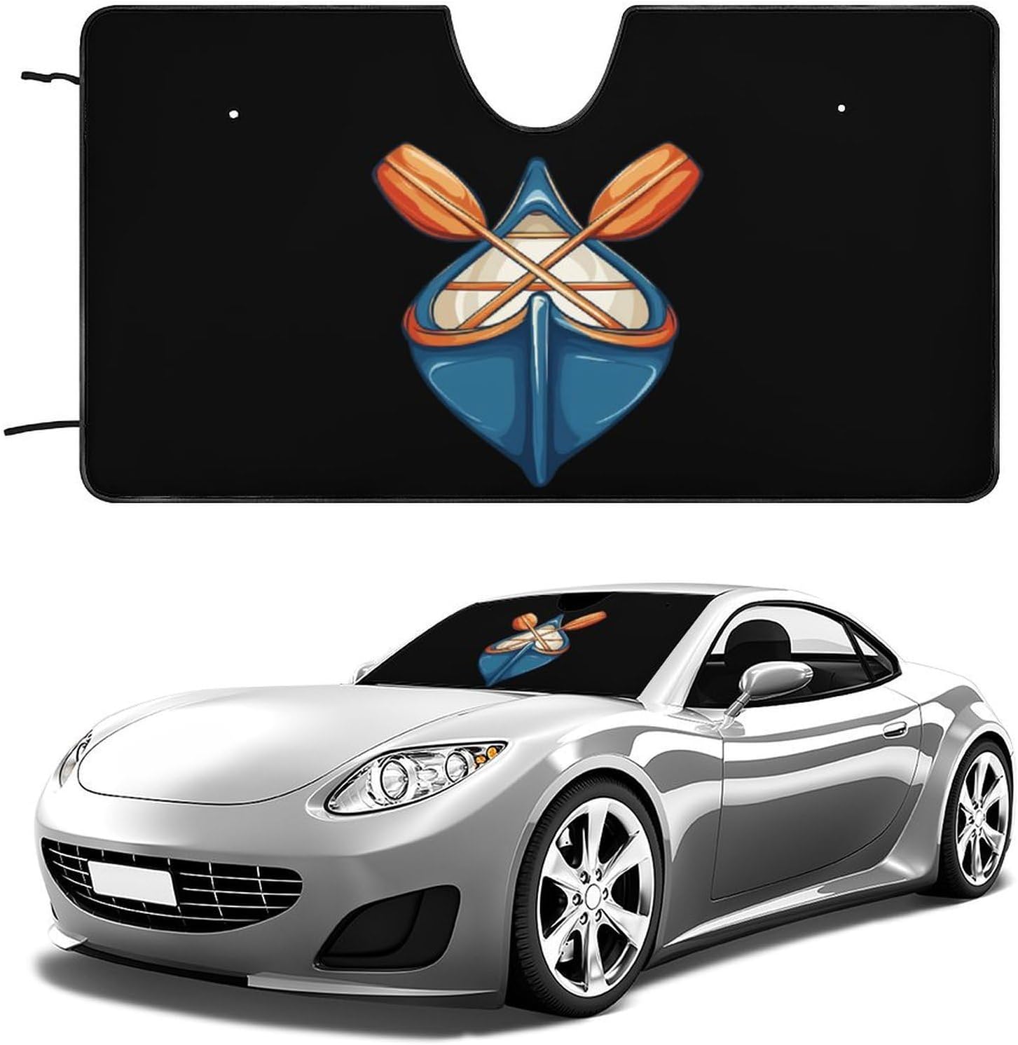 Paddling Canoe Rower Canoer Rowing Paddler Car Windshield Sun Shade Foldable Sun Visor Universal Sun Shield Cover 51″x28″