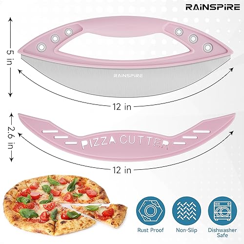Miniatura 2 de Rainspire Cortador de pizza de 12 pulgadas, hoja basculante de acero inoxidable para pizza con tapa, cuchillo de pizza de hoja afilada, apto