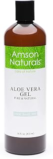 Aloe Vera Gel 16 oz / 473 ml by Amson Naturals (thin) Fresh from Aloe Vera inner Fillet Cold Pressed juice for Face, Body, Hair, No alcohol, No added fragrance, No added color.