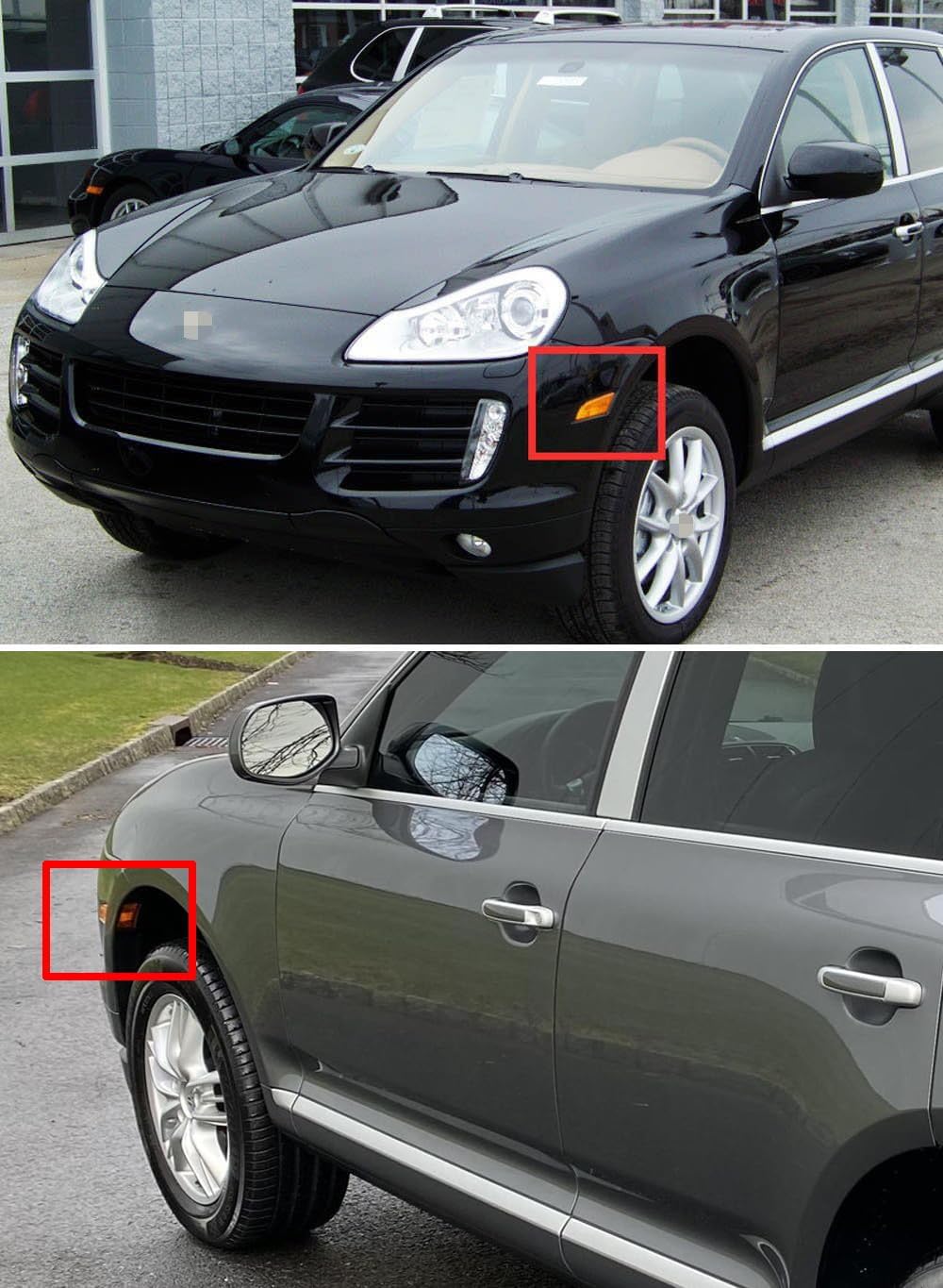 iJDMTOY Euro Smoked Lens Switchback LED Front Sidemarkers Compatible With 2007-10 Porsche Cayenne, (2) Euro Style Smoked Side Marker Lamps (Parking/Driving Lights: White, Turn Signals: Amber)