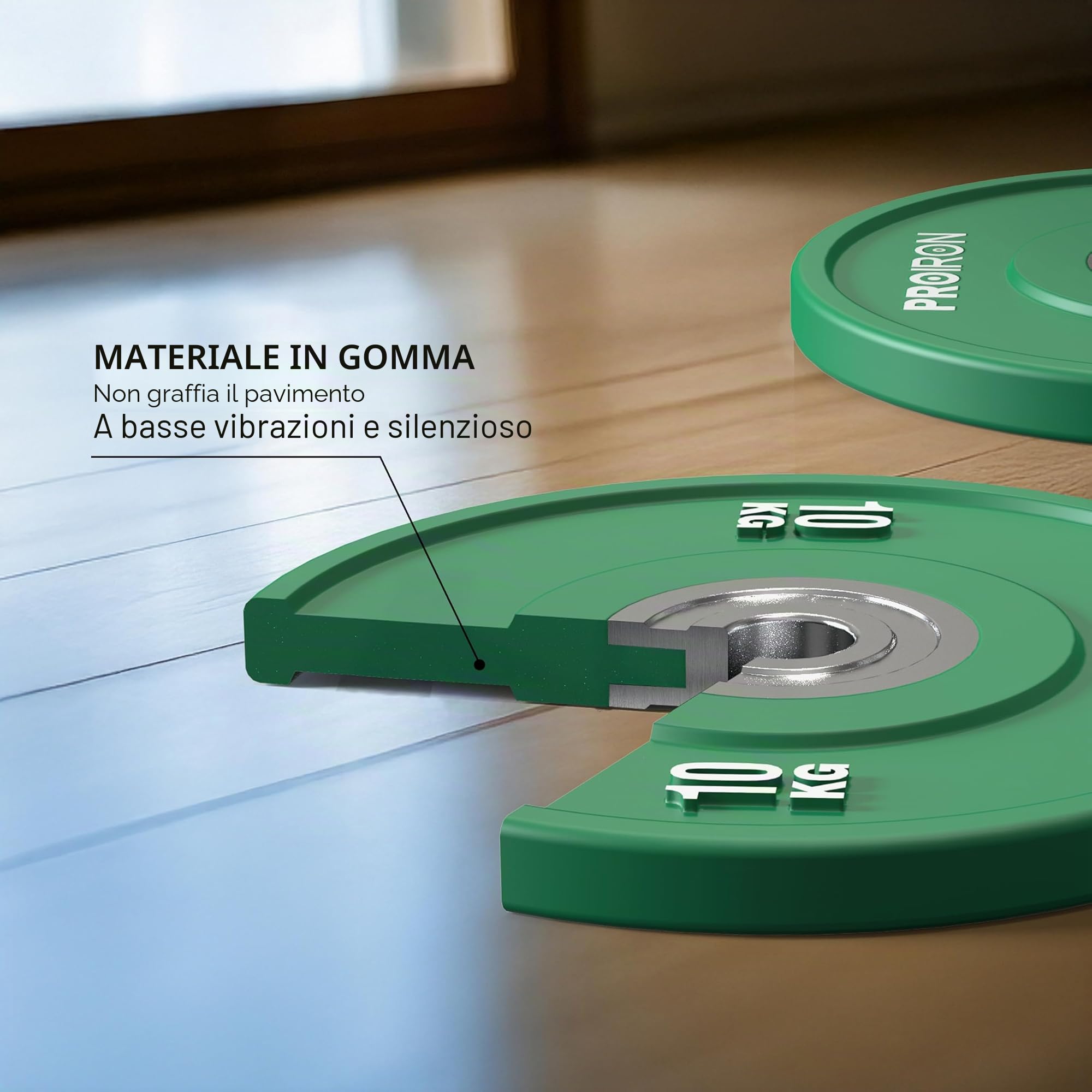 PROIRON Dischi Bumper Palestra 50mm, Pesi Bilanciere 5kg, 10kg, 15kg, 20kg, 25kg, Dischi Olimpici in Gomma Dura per Sollevamento Pesi