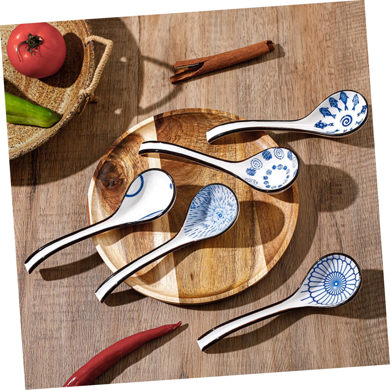 OUNONA 30pièces Cuillères à Soupe Céramique Asiatique De Design Rétro Et Délicat Pour Ramen Soupe Miso Et Services Élégants Pour Embellir Votre Table Et Cuisine