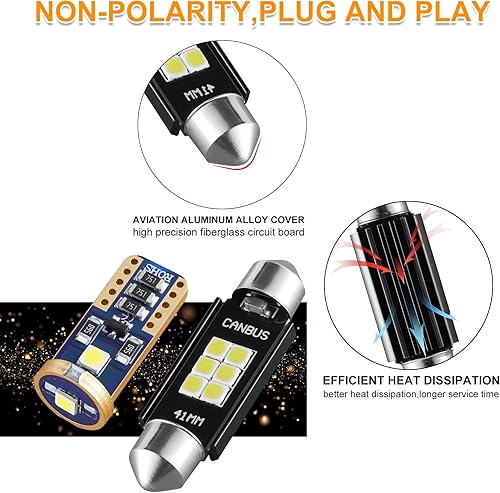 Miniatura 3 de iBrightstar Bombillas LED T10 de 1.614 in 211-2 212-2 578 194 168 T10 sin errores para interiores de auto, camión, cúpula, mapa, puerta, cortesía,