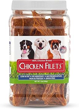 PCI - Pet Center Inc. - Chicken Filets - 100% Chicken Breasts - Dog Jerky - No Additives or Fillers - High Protein Dog and Puppy Treats - 16oz Container