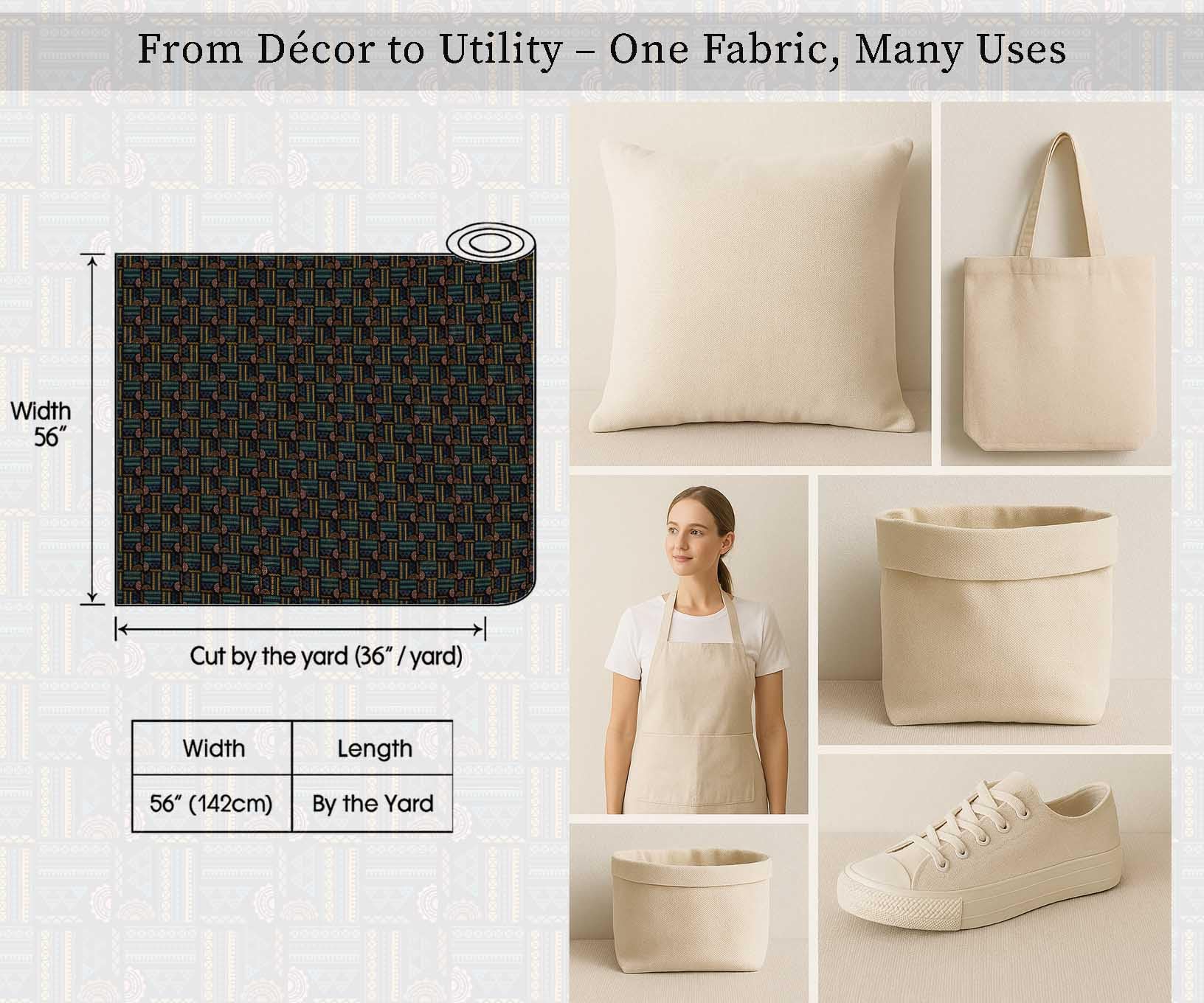 Soimoi Toile de coton au mètre | Imprimé patchwork noir | 142 cm de large | Matériau résistant et de poids moyen pour l'ameublement, les sacs, les rideaux et les loisirs créatifs