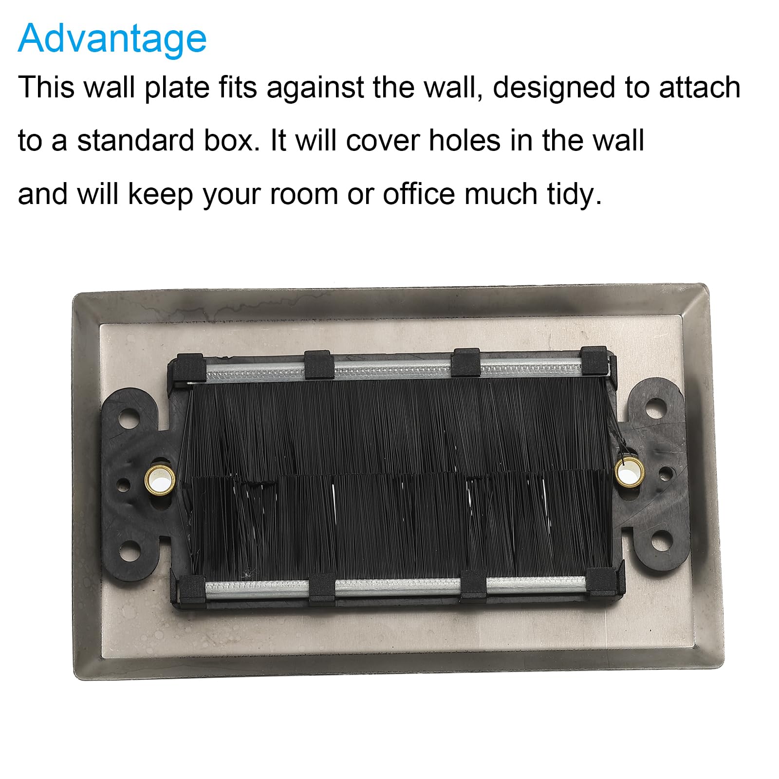 TOPGREENER Bristled Brush Wall Plate Multimedia Pass-Through Insert with Decorat