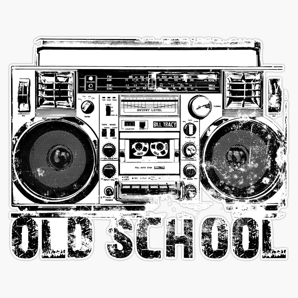 Old School Boombox Art Bumper Sticker Window Vinyl Decal 5"