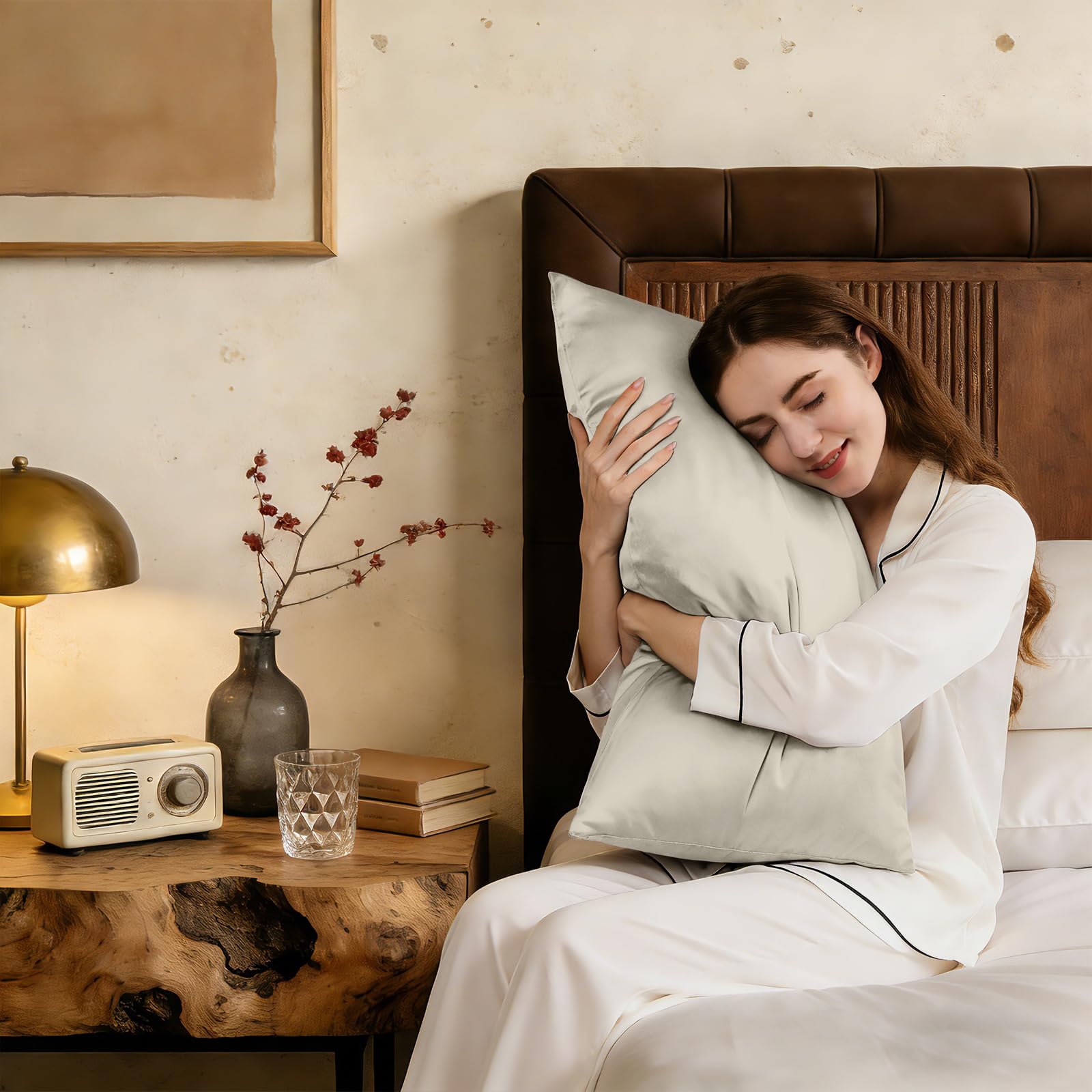 ZIMASILK 25 Momme 100% Pure Mulberry Silk Pillow Cases, Ivory, King