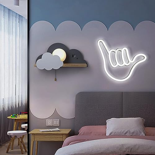 Miniatura 5 de ENUOLI Shaka Hand - Letreros de neón para colgar sueltos, luz LED de neón para decoración de pared, lámparas nocturnas alimentadas por USBbatería,