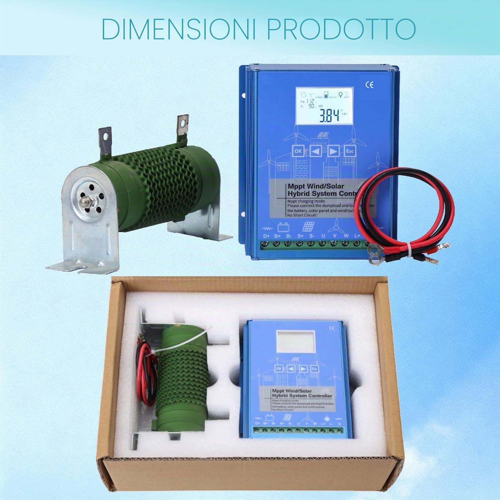 Regolatore Di Carica Ibrido Solare Eolico Da 15000 W 12 V 24 V 48 V Mppt Regolatore Di Carica Boost Con Display Lcd E Carico Di Scarico,48V